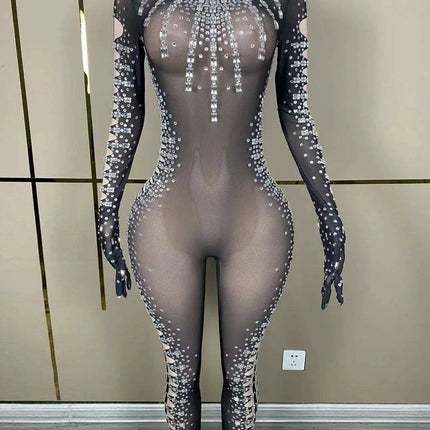 Allure Mesh Black Jumpsuit for Dazzling Nights - Très Elite