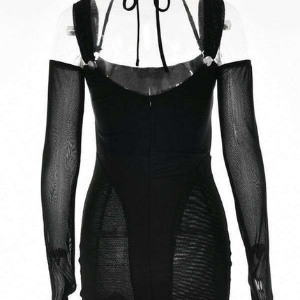 Allure Mesh Detail Backless Suspender Bodycon Dress - Très Elite