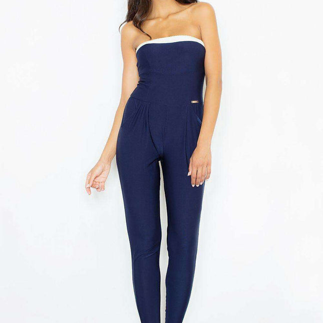 Alluring Chic Jumpsuit - Contemporary Design with Shoulder Cutouts & Dual Corset Accents