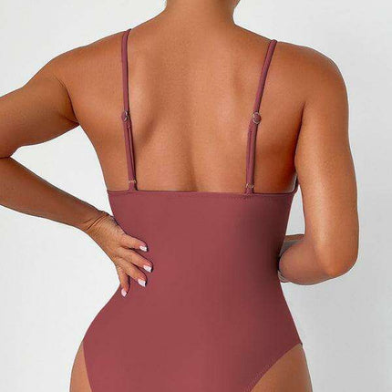 Alluring Elegance Deep V Neck One-Piece Swimsuit for Stunning Summer Style - Très Elite