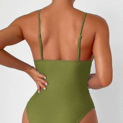 Alluring Elegance Deep V Neck One-Piece Swimsuit for Stunning Summer Style - Très Elite