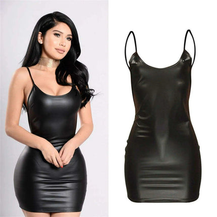 Alluring Faux Leather Halter Night Out Dress - Perfect for Women - Très Elite