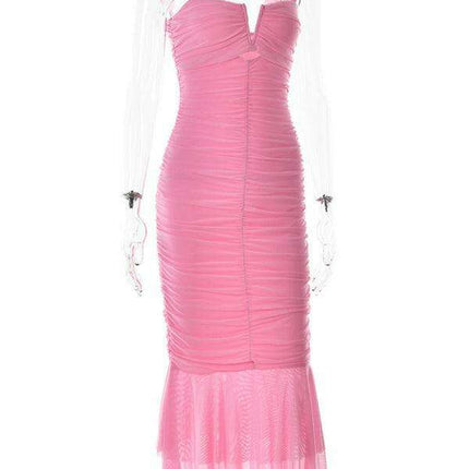 Alluring Fishtail Dress with Suspender Accents for Women - Très Elite