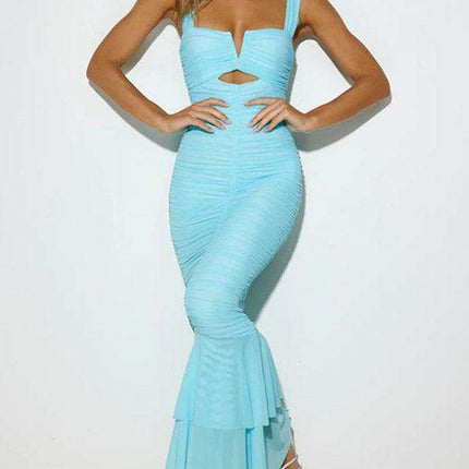 Alluring Fishtail Dress with Suspender Accents for Women - Très Elite
