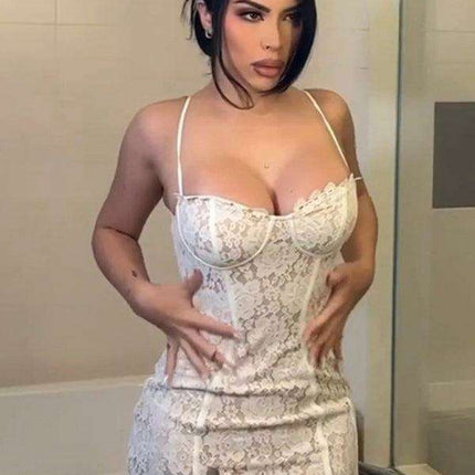 Alluring Suspender Bodycon Mini Dress - Très Elite