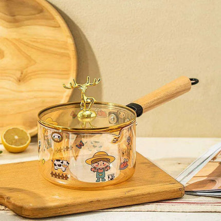 Amber Charm: 1.7L Borosilicate Glass Gourmet Cooking Pot for Soups and Noodles - Très Elite