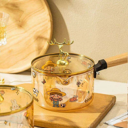 Amber Charm: 1.7L Borosilicate Glass Gourmet Cooking Pot for Soups and Noodles - Très Elite