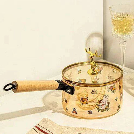Amber Charm: 1.7L Borosilicate Glass Gourmet Cooking Pot for Soups and Noodles - Très Elite