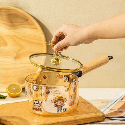Amber Charm: 1.7L Borosilicate Glass Gourmet Cooking Pot for Soups and Noodles - Très Elite