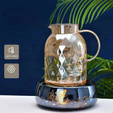 Amber Elegance: Stunning Glass Teapot with Yixing Clay Kettle and Built-in Strainer - Très Elite