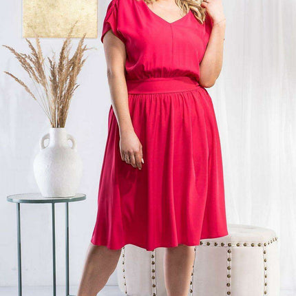 Aniceta Chic Plus Size Midi Dress - Flared Elegance for Modern Women