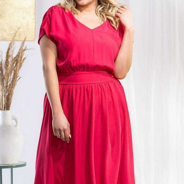 Aniceta Chic Plus Size Midi Dress - Flared Elegance for Modern Women