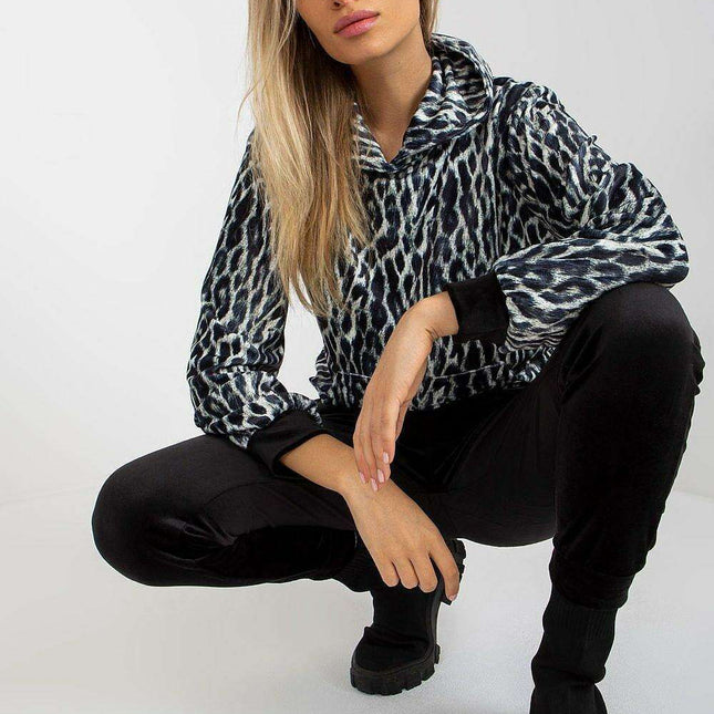 Animal Print Velour Hoodie And Jogger Set Rue Paris