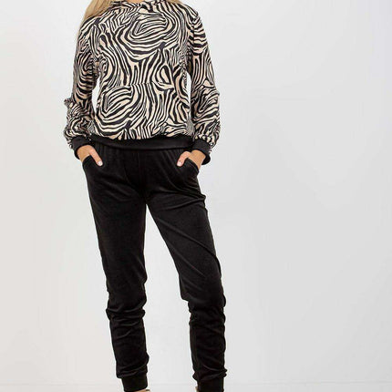Animal Print Velour Hoodie And Jogger Set Rue Paris - Très Elite