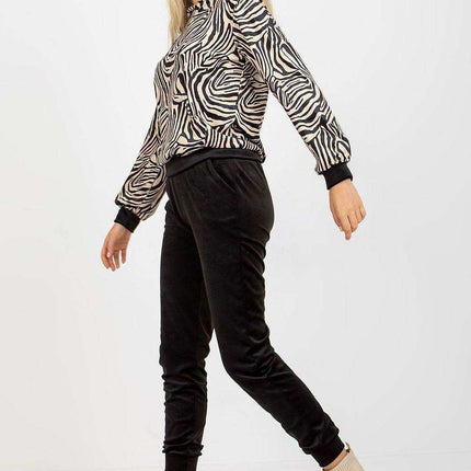 Animal Print Velour Hoodie And Jogger Set Rue Paris - Très Elite