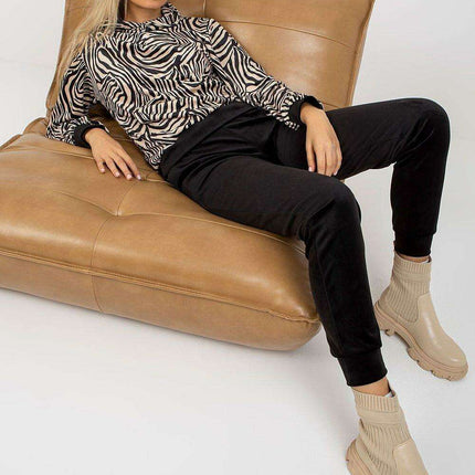 Animal Print Velour Hoodie And Jogger Set Rue Paris - Très Elite