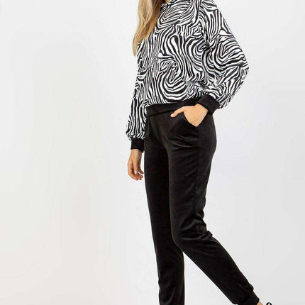 Animal Print Velour Hoodie And Jogger Set Rue Paris - Très Elite