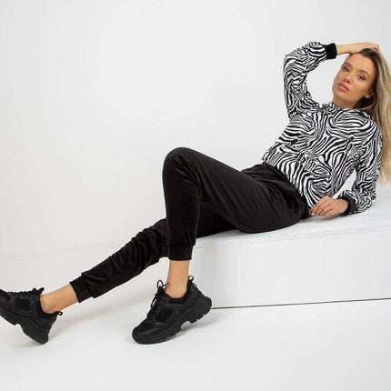 Animal Print Velour Hoodie And Jogger Set Rue Paris - Très Elite
