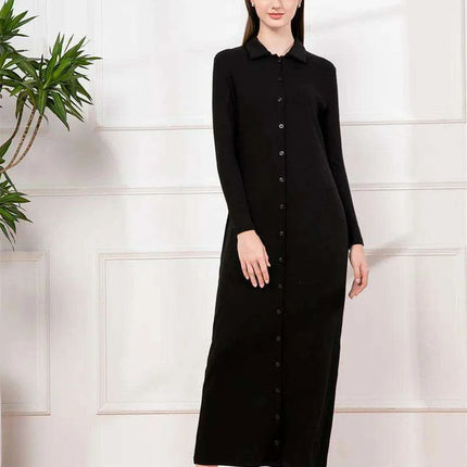 Ankle-Length Maxi Dress with Full Sleeves and Stylish Button Details for Women - Très Elite