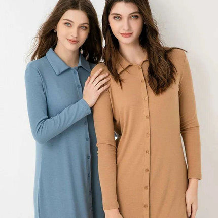 Ankle-Length Maxi Dress with Full Sleeves and Stylish Button Details for Women - Très Elite
