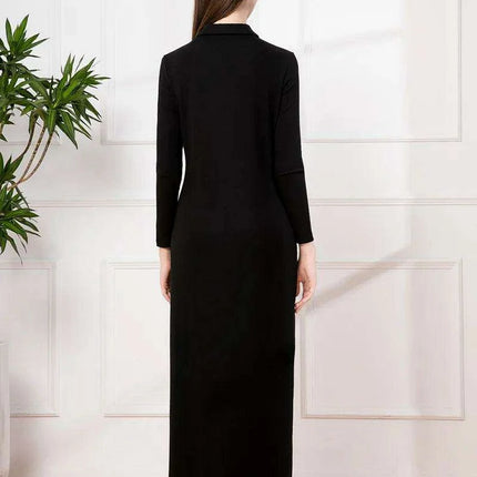 Ankle-Length Maxi Dress with Full Sleeves and Stylish Button Details for Women - Très Elite