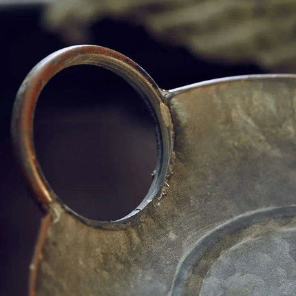 Antique-Inspired European Wrought Iron Serving Tray with Elegant Handles..