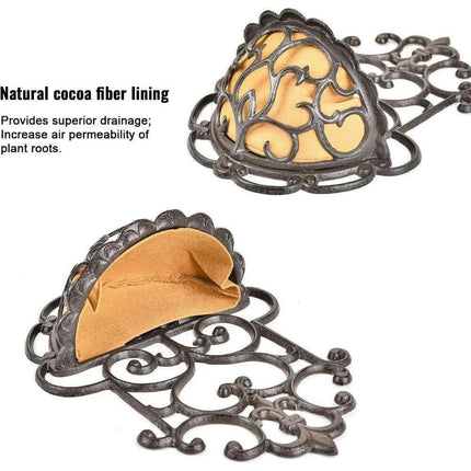 Antique-Style Brown Cast Iron Wall Planters - Set of 2 - Très Elite
