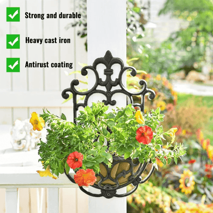 Antique-Style Brown Cast Iron Wall Planters - Set of 2 - Très Elite