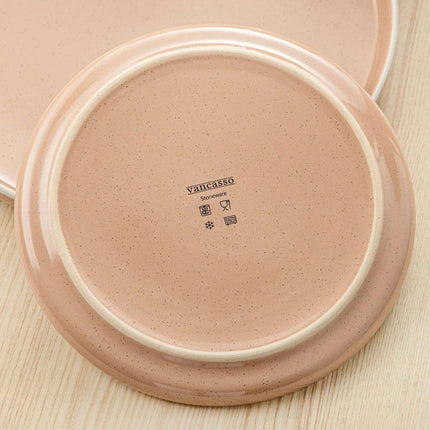 Apricot Elegance: Sesame Glazed Stoneware Dinnerware Set - 16/32/48 Piece Collection of Plates, Bowls, and Mugs - Très Elite