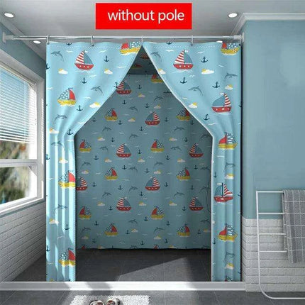 Farmhouse-Inspired Waterproof Shower Curtain with Room Divider - Single Piece