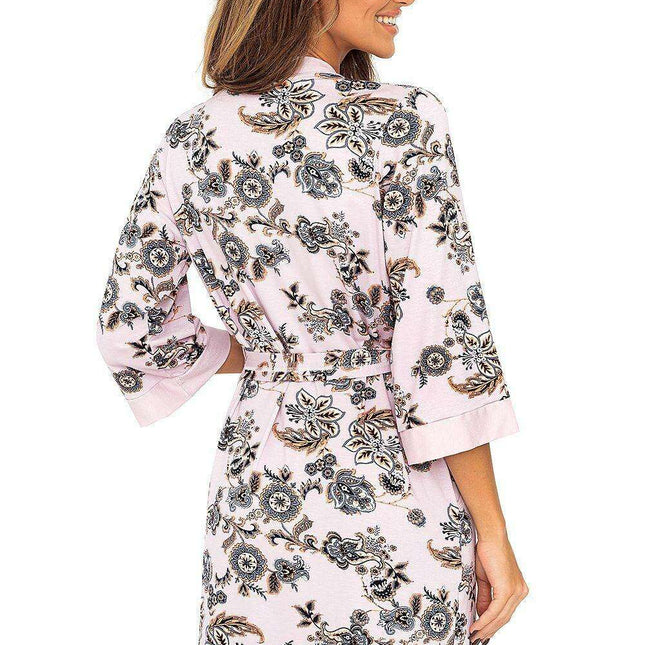 Arabian Dreams: Luxurious Pink Floral Viscose Bathrobe for Ultimate Relaxation