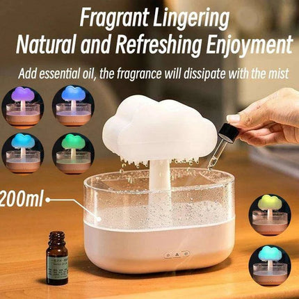 Aromatherapy Rain Cloud Humidifier with LED Night Light and Calming Raindrop Sounds - Très Elite