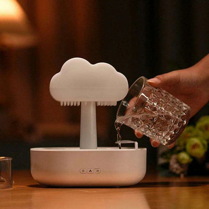 Aromatherapy Rain Cloud Humidifier with LED Night Light and Calming Raindrop Sounds - Très Elite