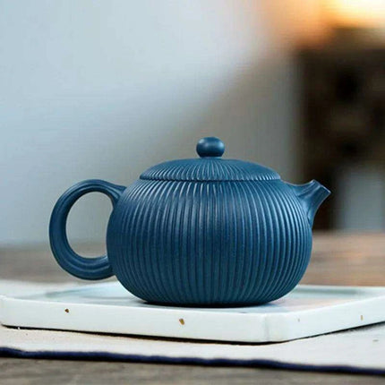 Artisan 250ml Purple Clay Teapot with Eye-Catching Striped Pattern - Genuine Tea Pot - Très Elite