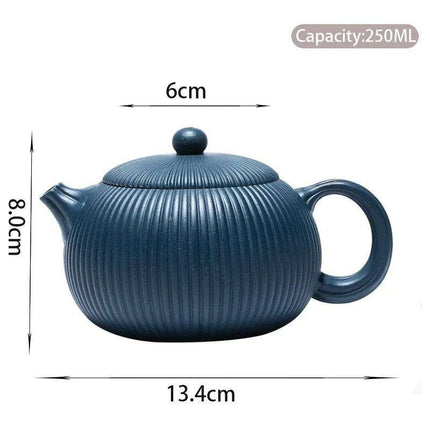 Artisan 250ml Purple Clay Teapot with Eye-Catching Striped Pattern - Genuine Tea Pot - Très Elite