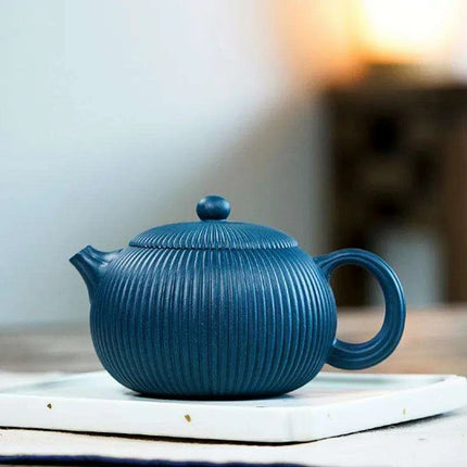 Artisan 250ml Purple Clay Teapot with Eye-Catching Striped Pattern - Genuine Tea Pot - Très Elite