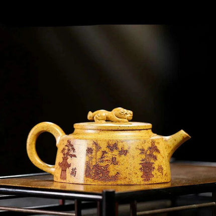 Artisan 270ml Yixing Purple Clay Dragon Bone Infuser Teapot - Traditional Tea Masterpiece - Très Elite