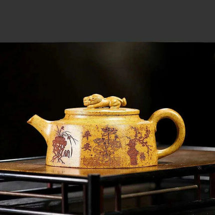 Artisan 270ml Yixing Purple Clay Dragon Bone Infuser Teapot - Traditional Tea Masterpiece - Très Elite