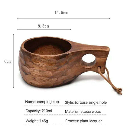 Artisan Acacia Wood Adventure Mug with Stylish Rope Handle - Your Unique Outdoor Drinkware - Très Elite