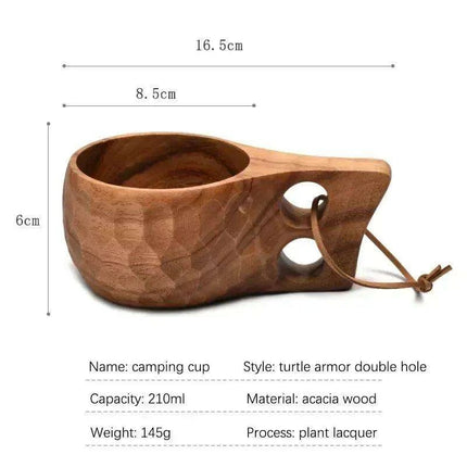Artisan Acacia Wood Adventure Mug with Stylish Rope Handle - Your Unique Outdoor Drinkware - Très Elite
