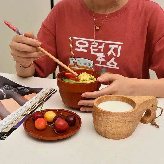 Artisan Acacia Wood Adventure Mug with Stylish Rope Handle - Your Unique Outdoor Drinkware