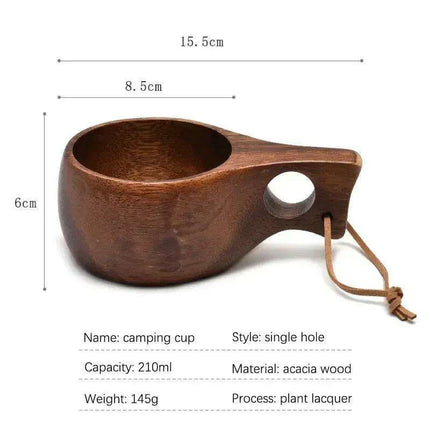 Artisan Acacia Wood Adventure Mug with Stylish Rope Handle - Your Unique Outdoor Drinkware - Très Elite