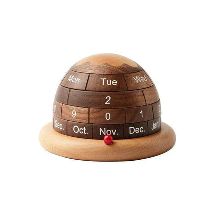 Artisan Black Walnut Planet Calendar Sculpture - Chic Accent for Home and Office..
