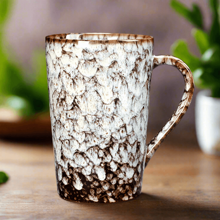 Artisan Crafted 400ml Ceramic Mug - Distinctive Textured Tea Cup - Très Elite