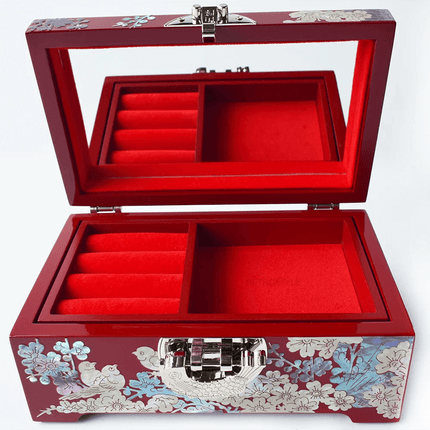 Artisan Crafted Abalone Jewelry Box with Lock and Integrated Mirror - Très Elite