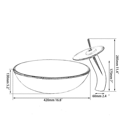 Artisan-Crafted Black Glass Vanity Basin Set with Chrome Waterfall Faucet - Très Elite