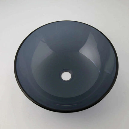Artisan-Crafted Black Glass Vanity Basin Set with Chrome Waterfall Faucet - Très Elite