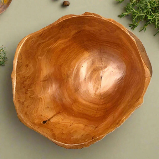 Artisan Crafted Natural Wood Bowl for Salads and Desserts - Distinctive Fruit Serving Tray for Home and Gifting