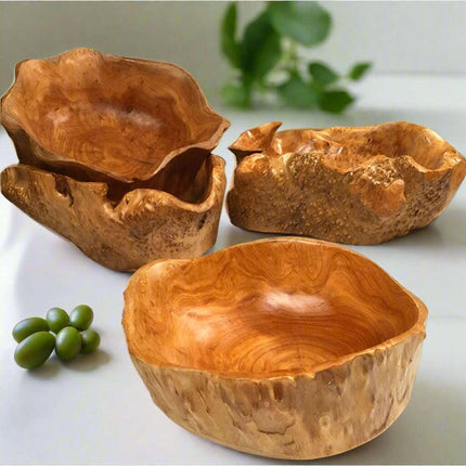 Artisan Crafted Natural Wood Bowl for Salads and Desserts - Distinctive Fruit Serving Tray for Home and Gifting - Très Elite