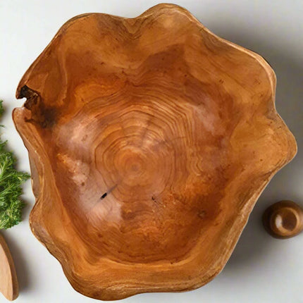 Artisan Crafted Natural Wood Bowl for Salads and Desserts - Distinctive Fruit Serving Tray for Home and Gifting - Très Elite